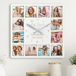 Custom Photo Collage Best Friends Forever Quote Square Wall Clock<br><div class="desc">Make this trendy elegant white and gold photo collage wall clock unique with 12 of your favorite photos with your best friend(s). The design also features modern handwritten "Best Friends Forever" script and a beautiful customizable quote "You are the sister I got to choose".</div>