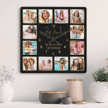 Custom Photo Collage Best Friends Forever Quote Square Wall Clock<br><div class="desc">Make this trendy elegant black and gold photo collage wall clock unique with 12 of your favorite photos with your best friend(s). The design also features modern handwritten "Best Friends Forever" script and a beautiful customizable quote "You are the sister I got to choose".</div>