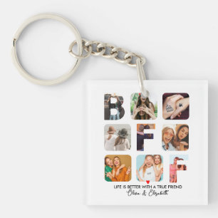 Custom Photo Collage BFF Besties Birthday Gifts Keychain