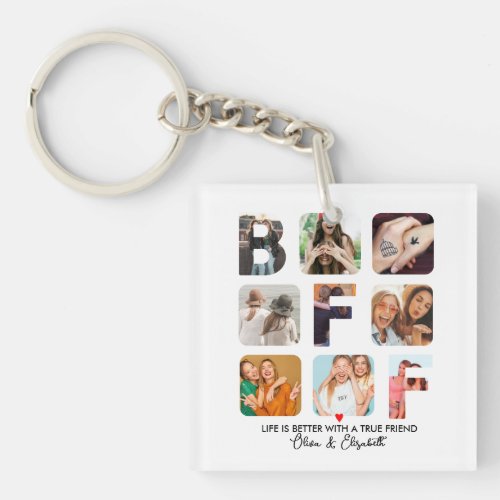 Custom Photo Collage BFF Besties Birthday Gifts Keychain