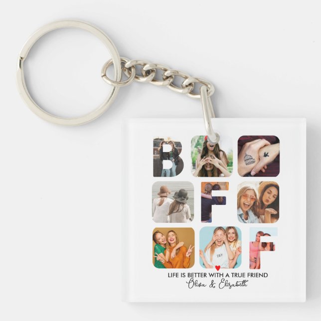 Custom Photo Collage BFF Besties Birthday Gifts Keychain (Front)