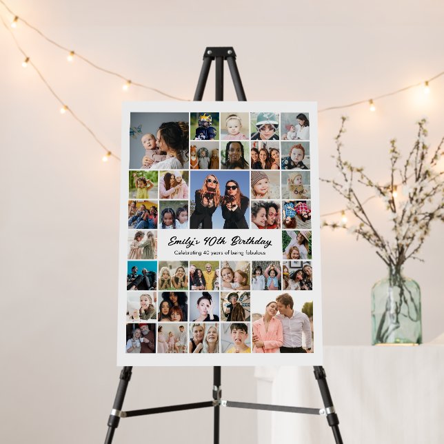 Custom Photo Collage Birthday Party Décor Foam Board (In Situ (Stand))