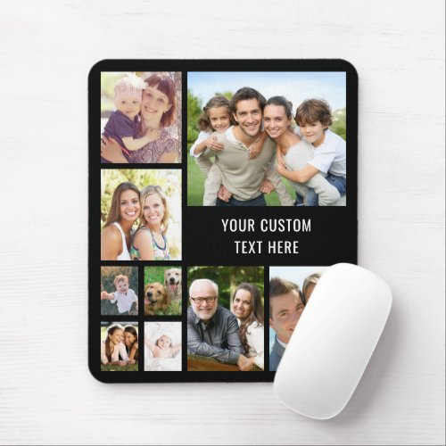 Custom Photo Collage Black Mouse Pad