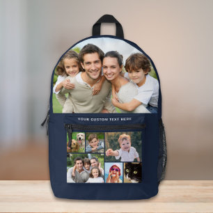 Custom Photo Collage Blue Printed Backpack