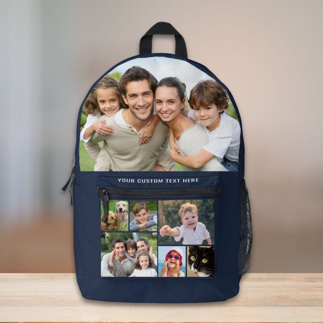 Custom Photo Collage Blue Printed Backpack (Creator Uploaded)