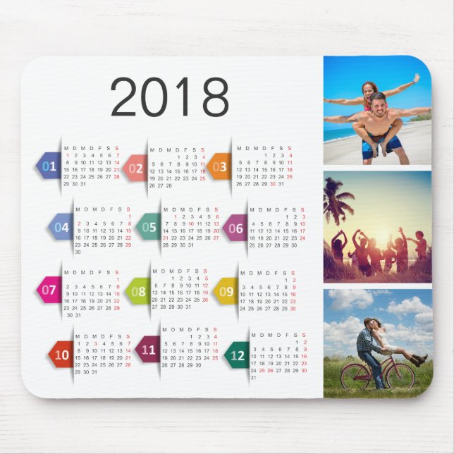 Custom Photo Collage Calendar Mouse Pad (Front)