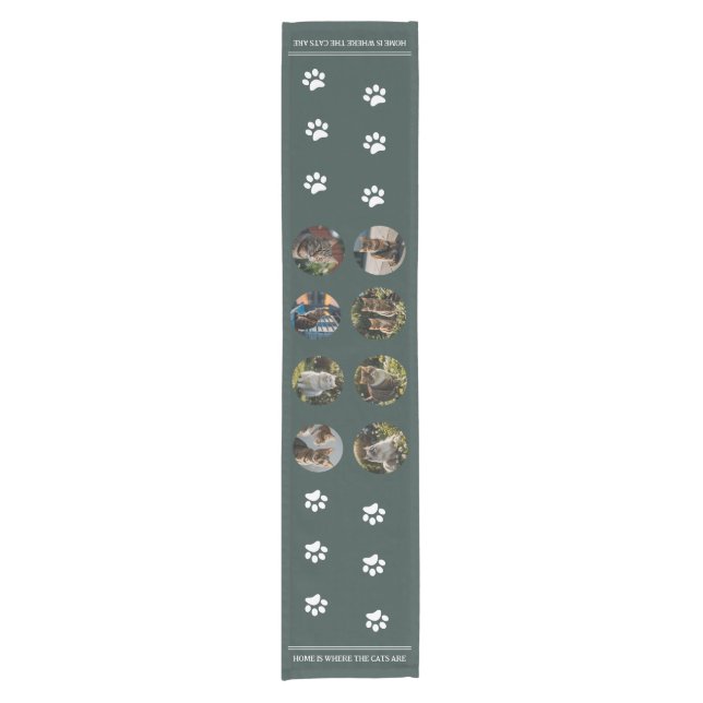 Custom Photo Collage Cats green Short Table Runner (Front)