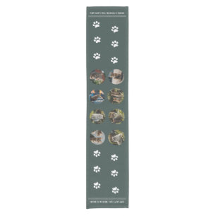 Custom Photo Collage Cats green Short Table Runner