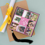 Custom Photo Collage & Class Year Graduation Cap Topper<br><div class="desc">Create a sweet keepsake of your school years with this custom grad cap topper. Customize with 9 square photos of your family,  friends,  relationship,  pets,  vacations or favorite memories. Personalize the center with your class year and school name in white lettering on a vibrant pink background.</div>