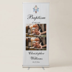 Custom Photo Collage Cross Christening Baptism  Retractable Banner
