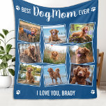 Custom Photo Collage Cute Modern DOG MOM Blue Fleece Blanket<br><div class="desc">Best Dog Mom Ever♡... Surprise your favorite Dog Mom whether it's her birthday, Mother's Day or Christmas with this super cute custom photo blanket. Customize this dog blanket with the dog's 9 favorite photos ! It'll be a treasured keepsake for years to come. Great gift from the dog. COPYRIGHT ©...</div>