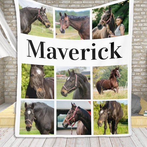 Custom Photo Collage Cute Personalized Horse Lover Fleece Blanket