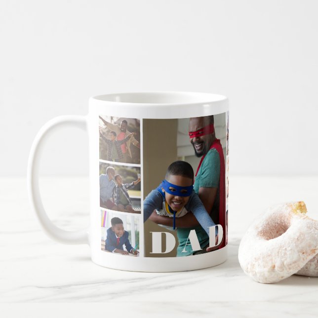 Custom Photo Collage Dad Father's Day Coffee Mug (With Donut)