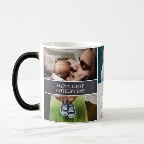 Custom Photo Collage Dad Happy First Fathers day Magic Mug