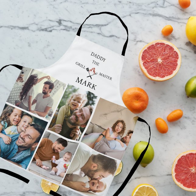 Custom Photo Collage–Daddy the Grill Master Father Apron (Creator Uploaded)