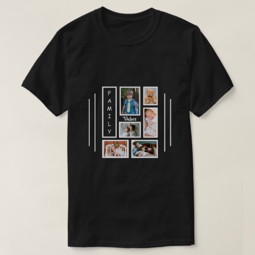 Custom Photo Collage Design Mens Black T_Shirt
