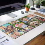 Custom Photo Collage Desk Mat<br><div class="desc">Brighten your workspace with this modern custom desk mat featuring a collage of 9 favorite photos of family,  friends,  pets,  memories,  etc.,  on a black background.</div>