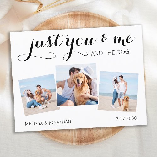 Custom Photo Collage Dog Wedding Just Married Announcement Postcard