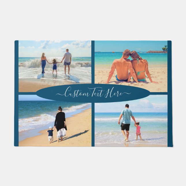 Custom Photo Collage Doormat Personalized Text (Front)