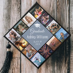 Custom Photo Collage Dusty Blue Trendy Cute Script Graduation Cap Topper<br><div class="desc">Top off your big day with style! This Custom Photo Collage Graduation Cap Topper in dusty blue features trendy script and your favorite pics—perfect for showing off memories while you toss that cap! 🎓💙</div>