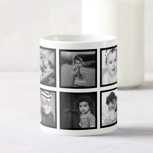 Custom Photo Collage Elegant Modern Black White Coffee Mug