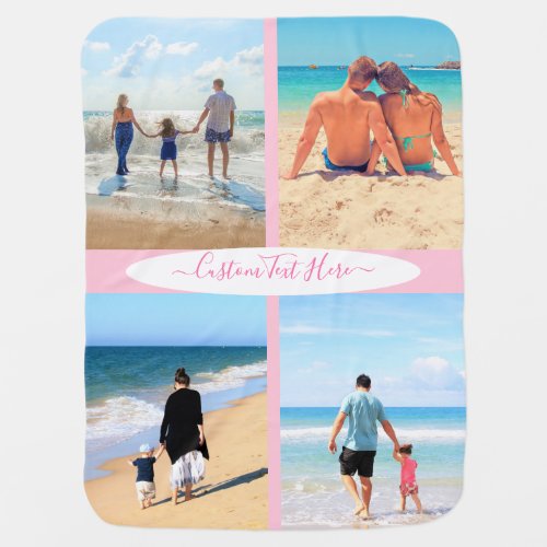 Custom Photo Collage Family Love Personalized Text Baby Blanket