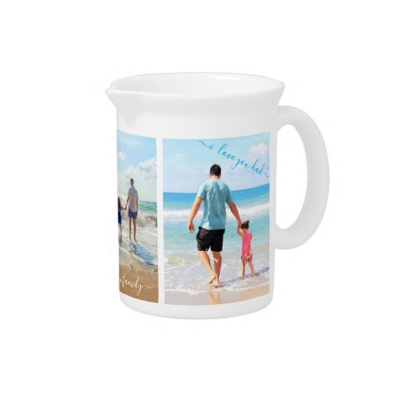 Custom Photo Collage Family Love Personalized Text Beverage Pitcher