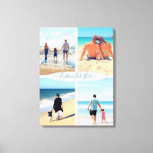 Custom Photo Collage Family Love Personalized Text Canvas Print