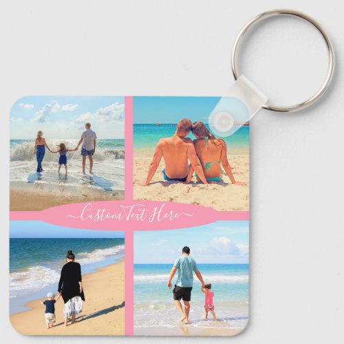 Custom Photo Collage Family Love Personalized Text Keychain