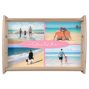 Custom Photo Collage Family Love Personalized Text Serving Tray