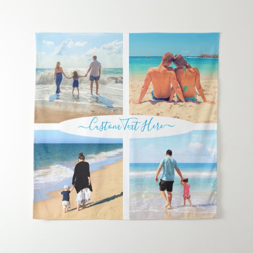 Custom Photo Collage Family Love Personalized Text Tapestry