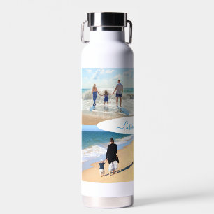 Custom Photo Collage Family Love Text Water Bottle