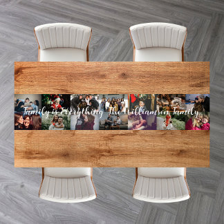 Custom Photo Collage Family Name 14 Family photos Short Table Runner
