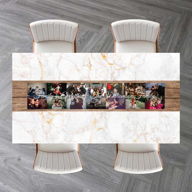 Custom Photo Collage Family Name 14 Family photos  Short Table Runner (Creator Uploaded)