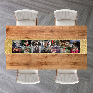 Custom Photo Collage Family Name 14 Family photos Short Table Runner