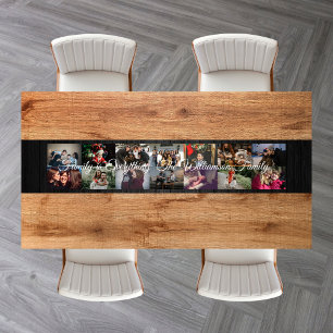 Custom Photo Collage Family Name 14 Family photos  Short Table Runner