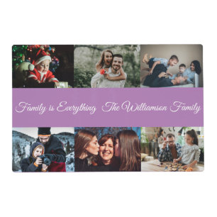 Custom Photo Collage Family Name 6 Family photos Placemat