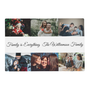 Custom Photo Collage Family Name 6 Family photos Placemat