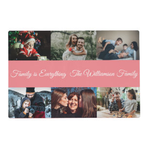 Custom Photo Collage Family Name 6 Family photos   Placemat