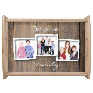 Custom Photo Collage Family, Square Photos Serving Tray
