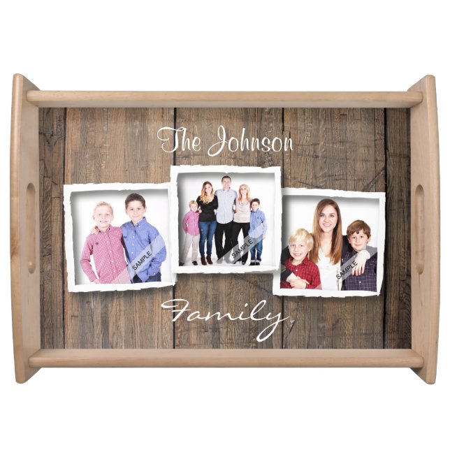Custom Photo Collage Family, Square Photos Serving Tray (Front)