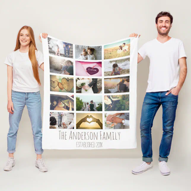 Custom Photo Collage Fleece Blanket Zazzle