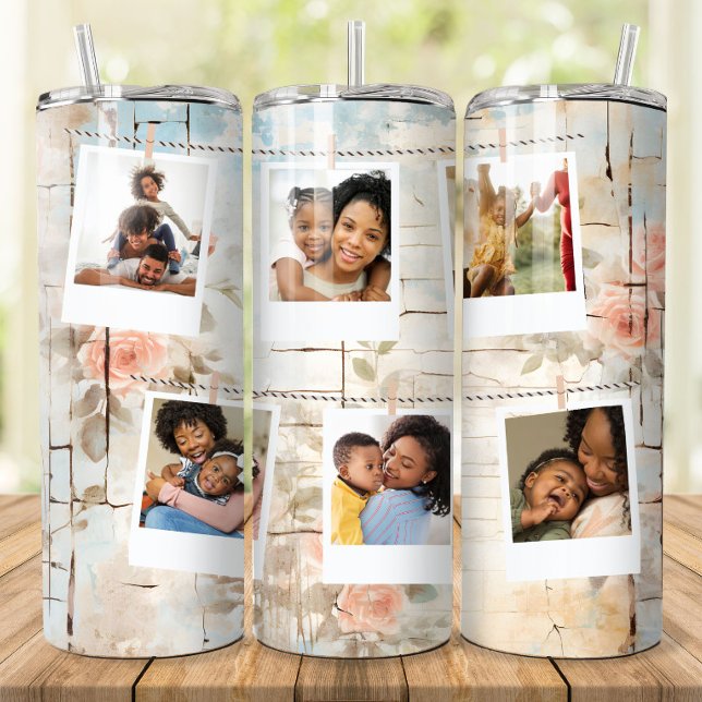 Custom Photo Collage floral  Personalized tumbler (Creator Uploaded)