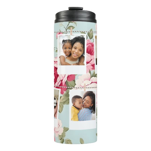 Custom Photo Collage floral  Personalized tumbler (Front)