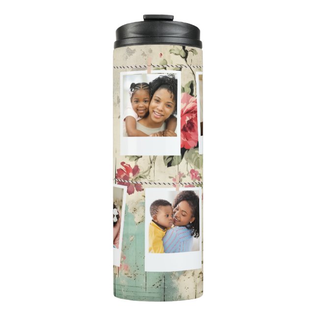 Custom Photo Collage floral  Personalized tumbler (Front)