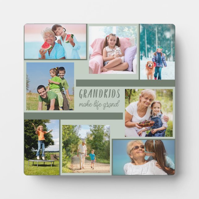 Custom Photo Collage for Grandparents Square Plaque (Front)