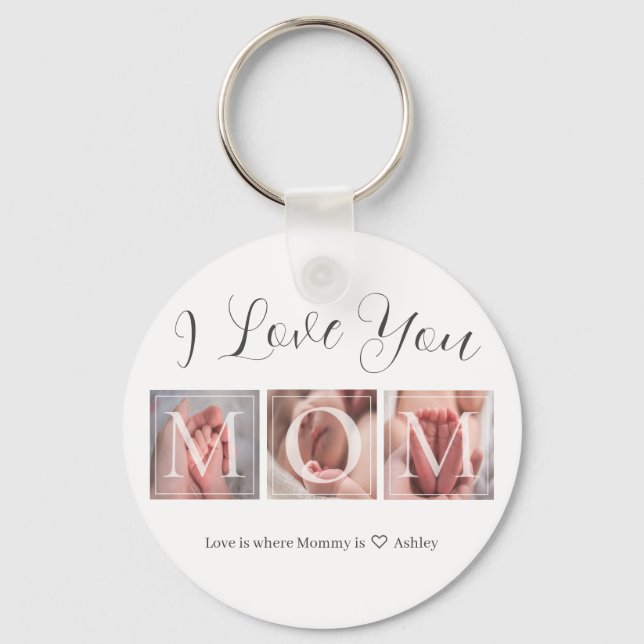 Custom Photo Collage For Mom Keychain (Front)