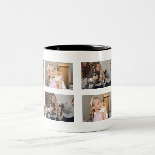 Custom Photo Collage Gift For Her Mom Christmas Two_Tone Coffee Mug