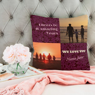 Custom Photo Collage Gifts for 70 Year Old Woman Throw Pillow
