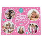 Custom Photo Collage Girls Birthday Bright Pink
